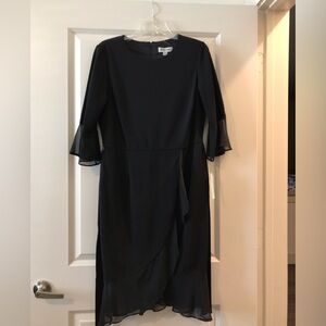 NWT- Elegant Black Ruffle Sleeve Dress & Ruffle Hem